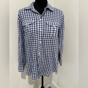 Madewell Womens Gingham White Plaid Button Down Shirt Size XS Pockets